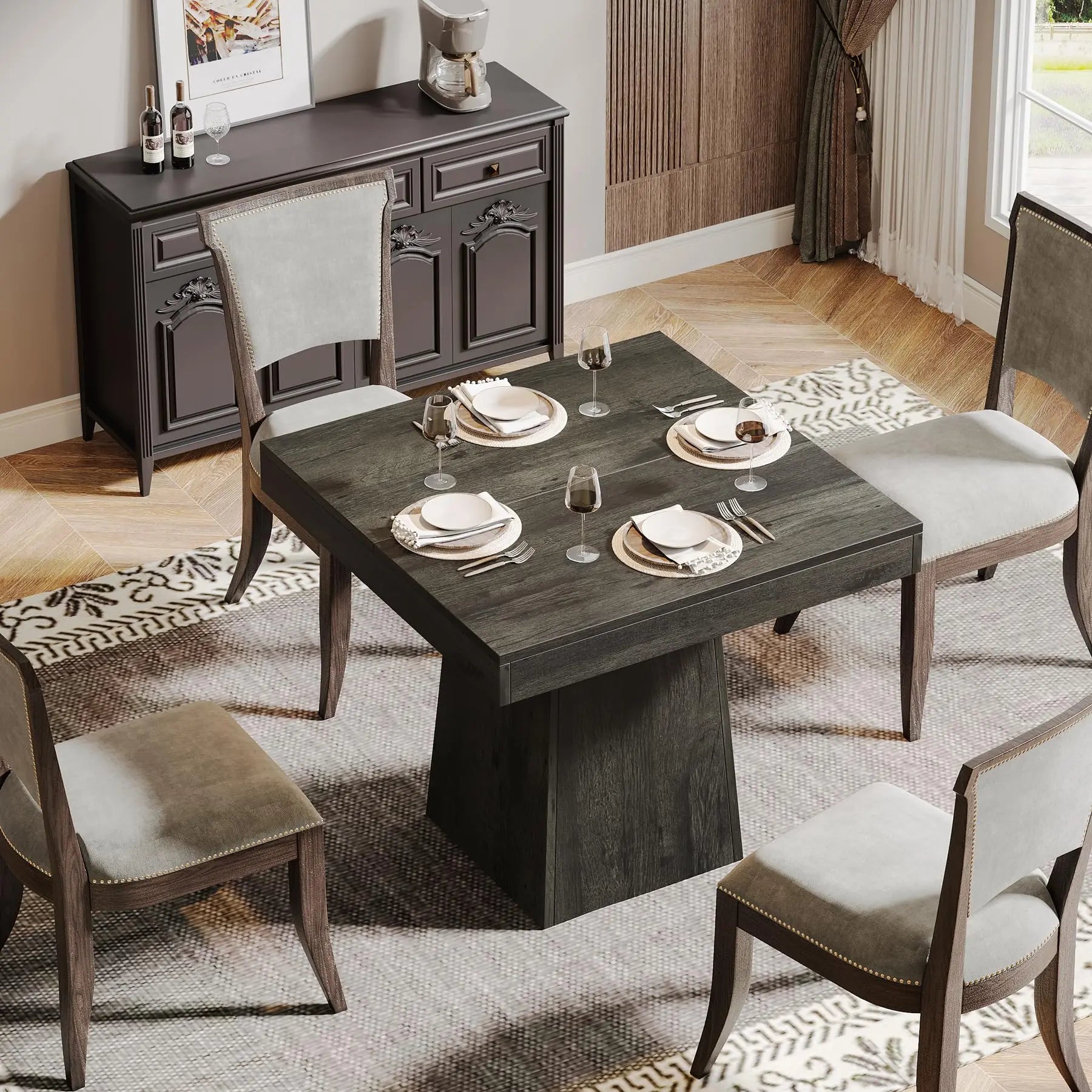 Table d’Appoint en Bois avec Piètement Central Sculptural