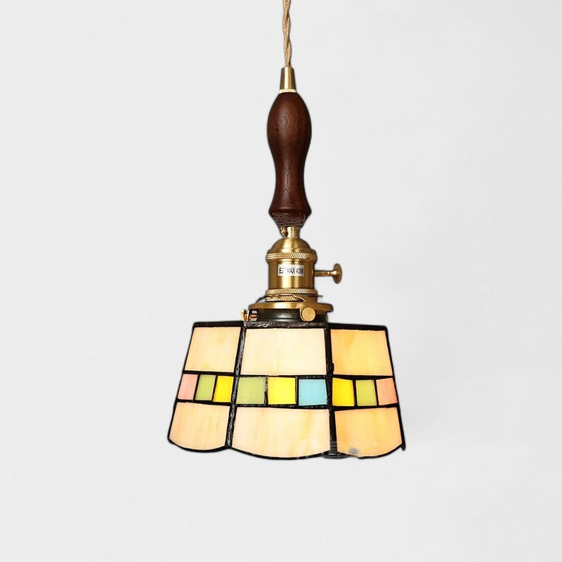 Suspension à 3 têtes en vitrail vintage