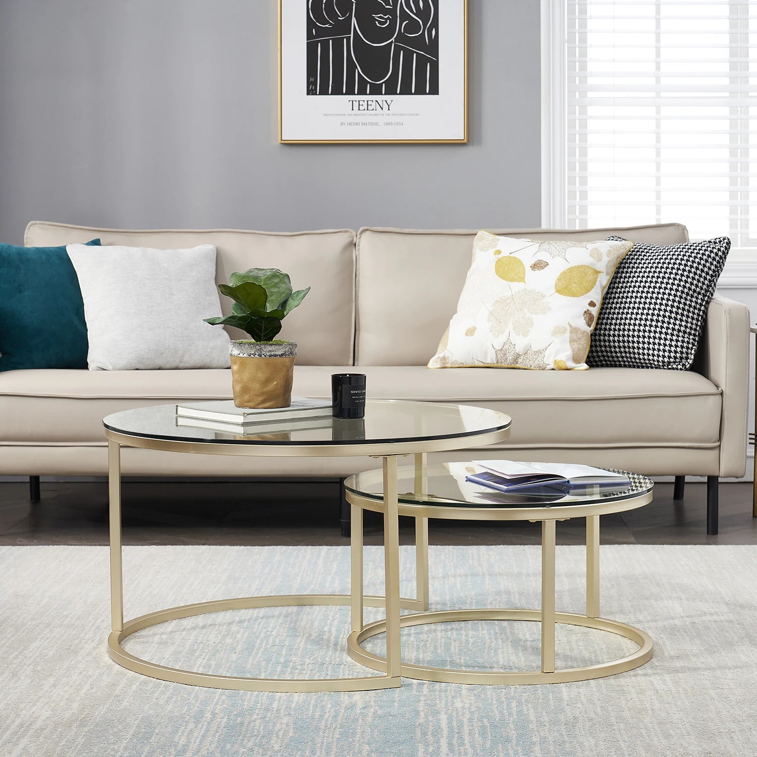 Table ronde 2 en 1 multi-fonction verre