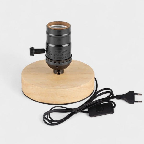 Lampe de table vintage en bois E27