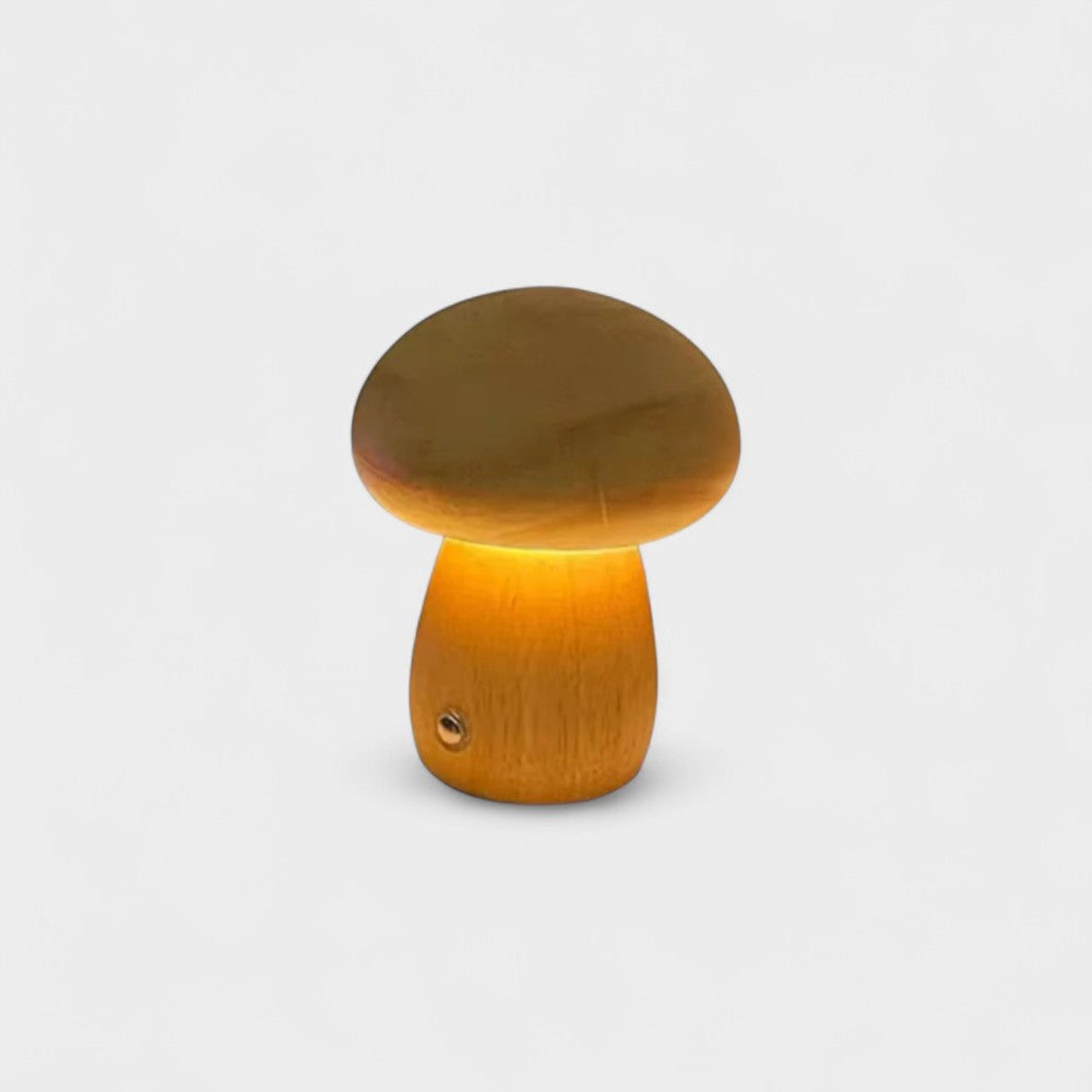 Lampe de table LED champignon en bois