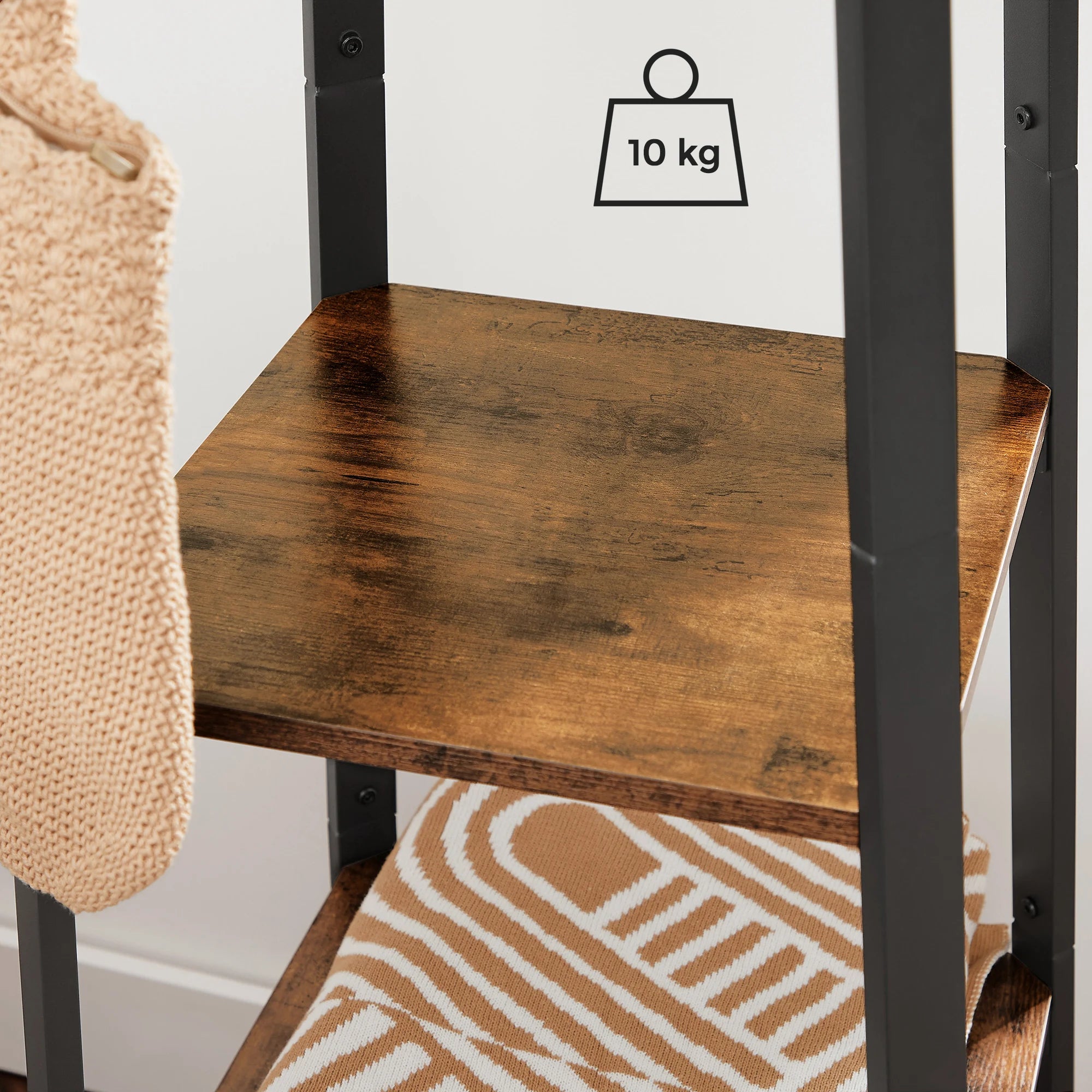Porte-Manteau avec Étagères en Bois et Métal