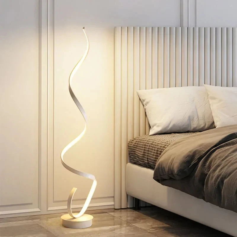 Modern Simple LED Floor Lamp Spiral Shape Aluminum Floor Lights for Living Room Bedside Sofa Corner Home Decor Standing Lamp Led