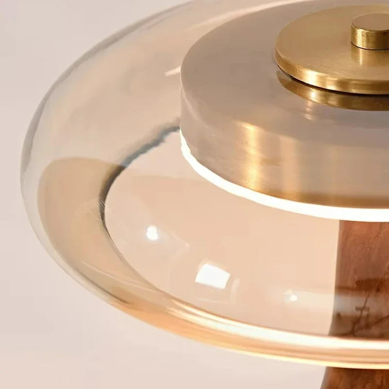 Lampadaire Vintage en Bois et Verre