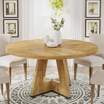 Table ronde en bois naturel