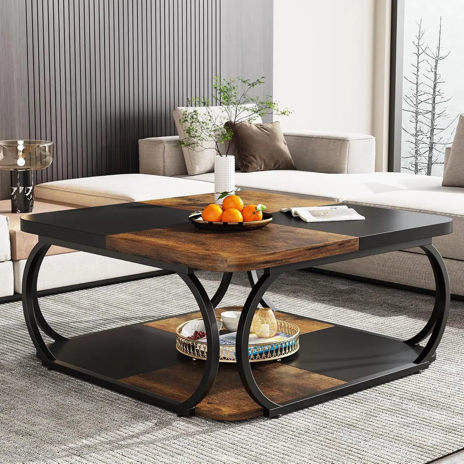 Table basse double étagère