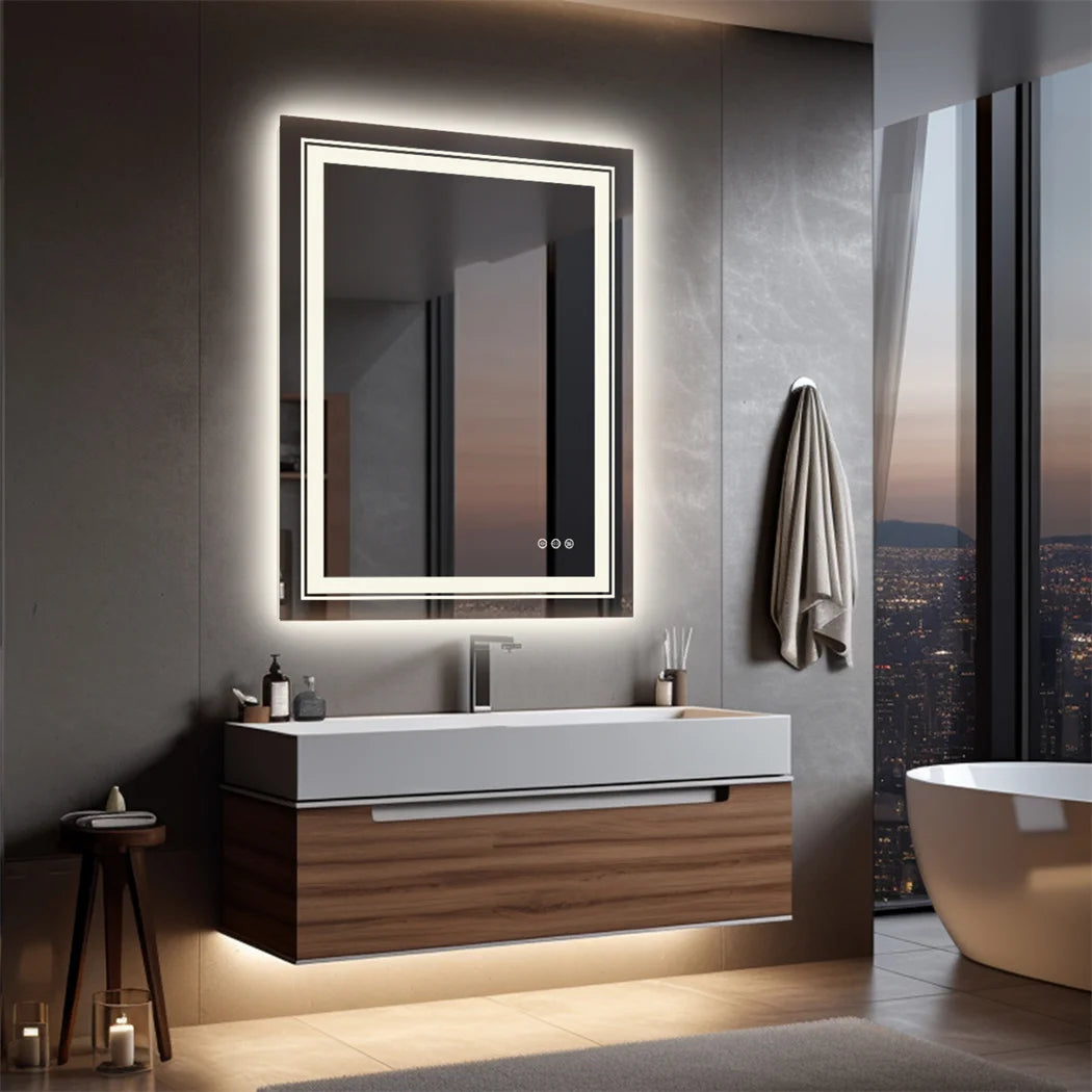 Miroir de Salle de Bain LED Luxe – Étanche et Double Éclairage