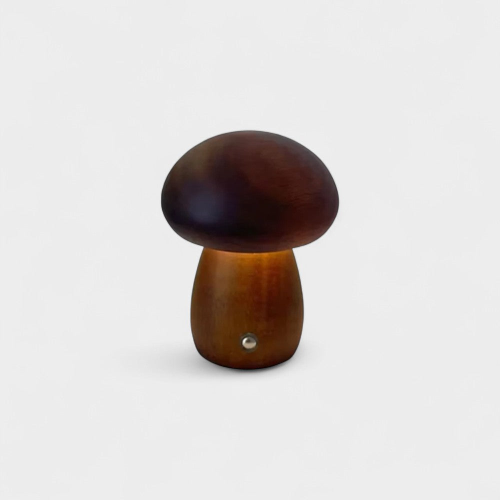 Lampe de table LED champignon en bois