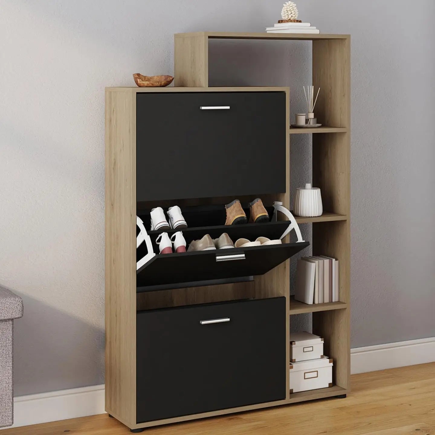 Meuble à chaussures hêtre noir