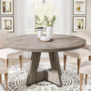 Table ronde en bois naturel