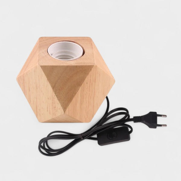 Lampe de table vintage en bois E27