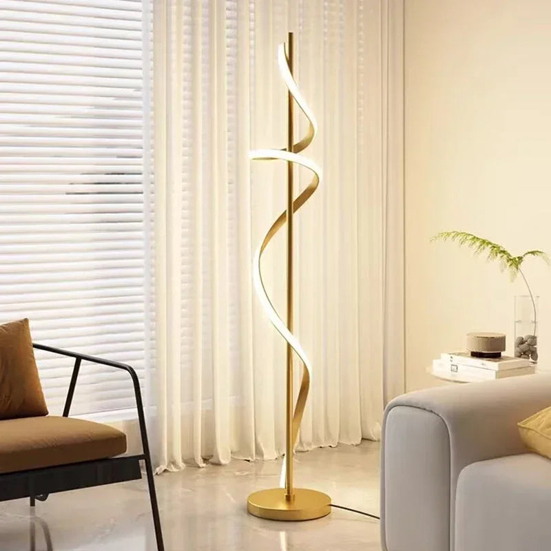 Nordic Cream Style Creative Line Spiral Floor Lamp Suitable for Living Room Bedroom Decoration Bedside Standing Lamps Fixtures