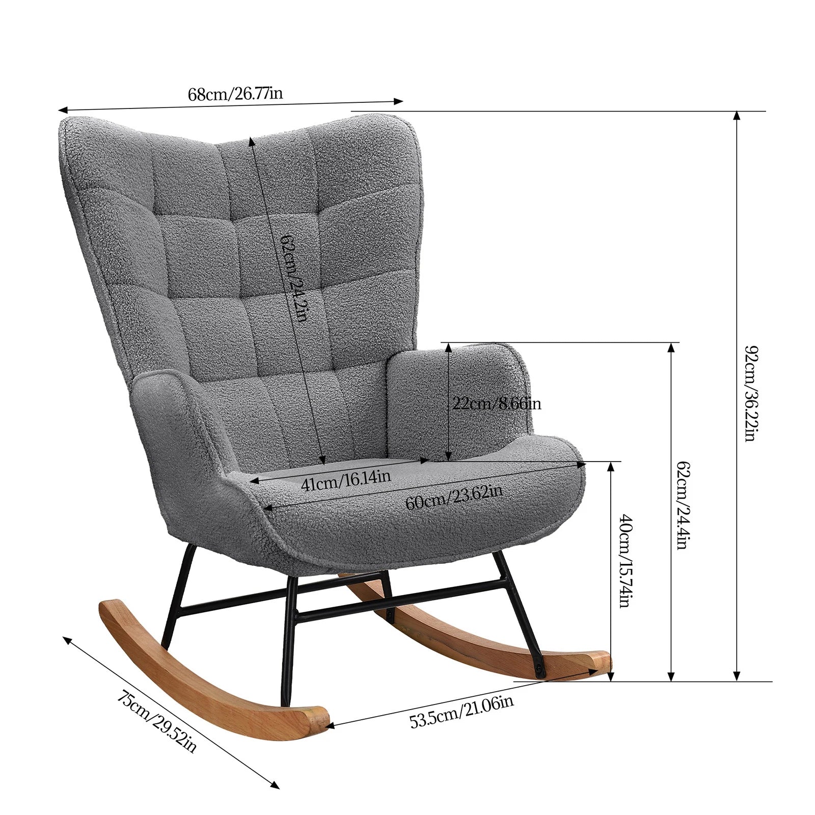Fauteuil à bascule confortable avec appui-pieds