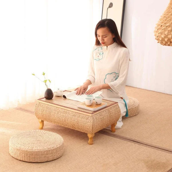 Table basse rangement bambou