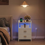 Tables de chevet 2 pcs LED blanches