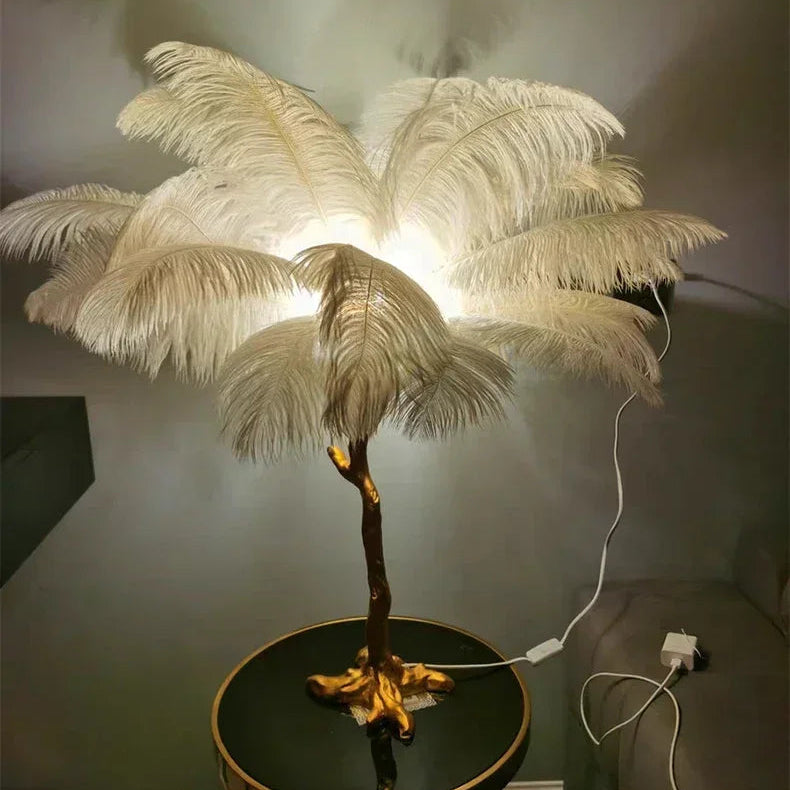 Nordic Feather Floor Lamp Light Luxury Internet Celebrity Ostrich Ins Live Broadcast Room Decoration Atmosphere Table