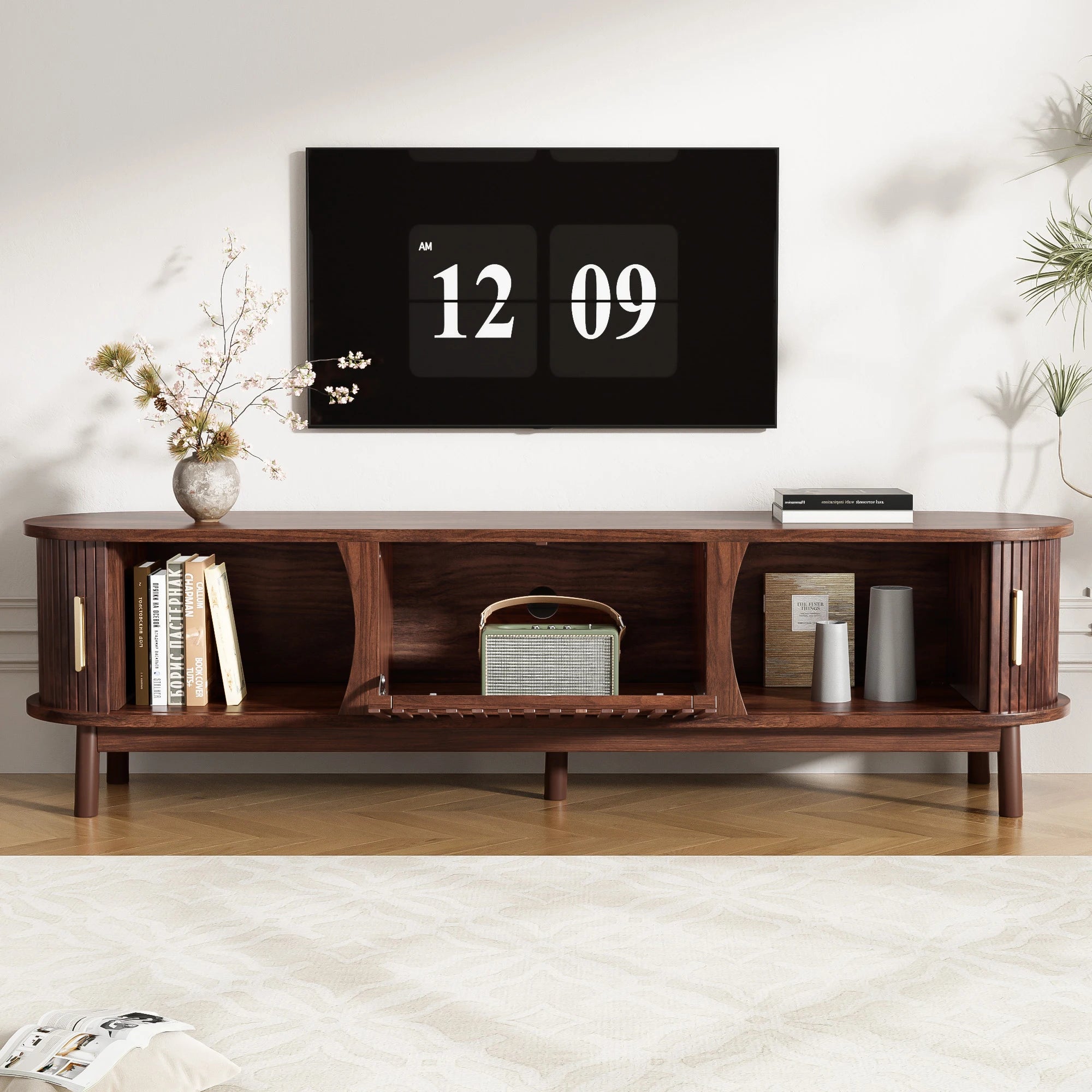 Meuble TV Rainuré Arrondi