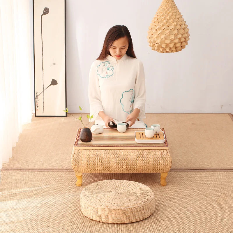 Table basse rangement bambou