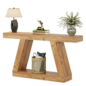 Console en Bois avec Piètement Géométrique Trapèze