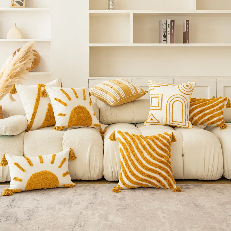 Housse de Coussin Boho Jaune