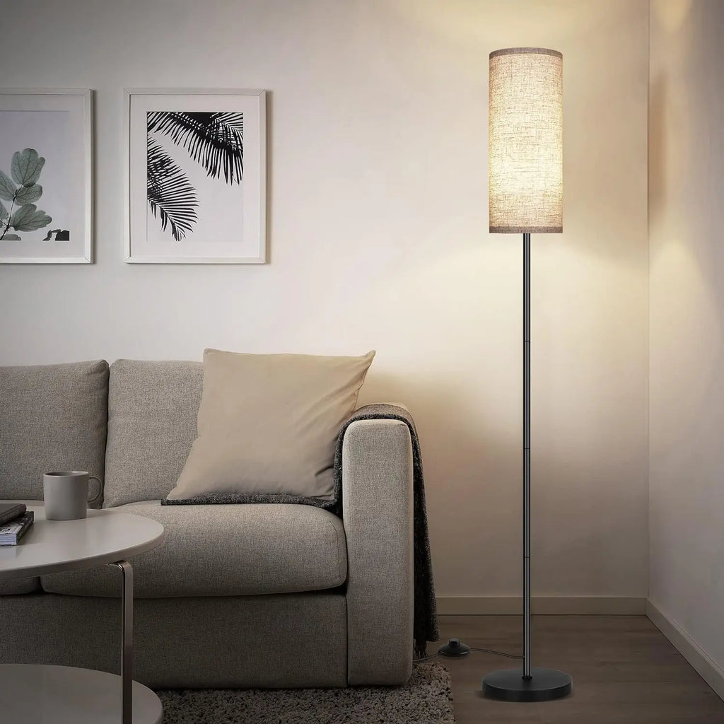 Modern Luxury Floor Lamp With Foot Switch Stepless Dimmer Tall Standing Lamp Fabric lampshade for Bedroom Living Room Office