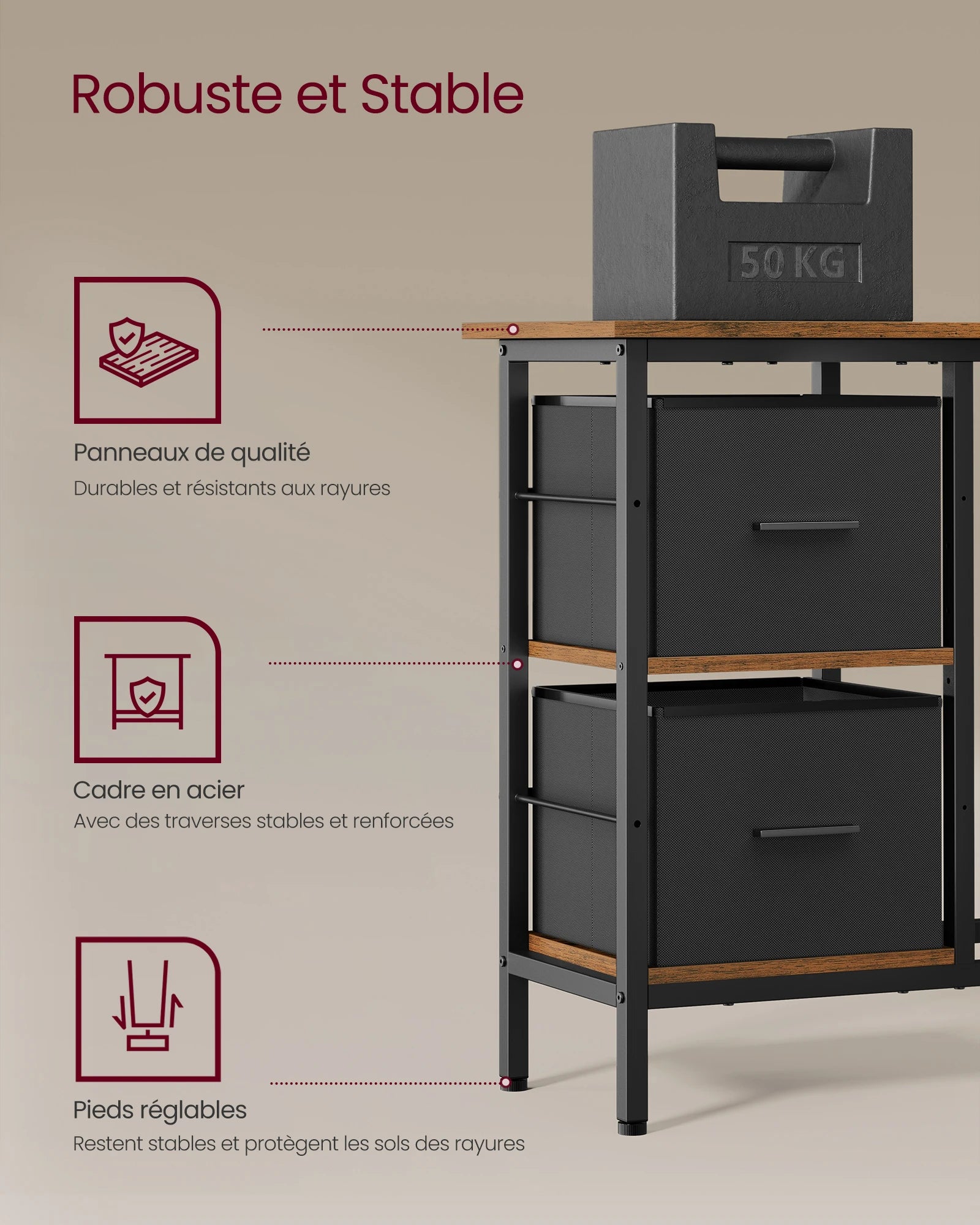Bureau d’Angle Industriel avec Tiroirs