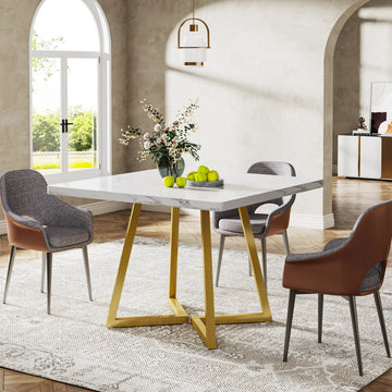 Table carrée bois et métal 4 places