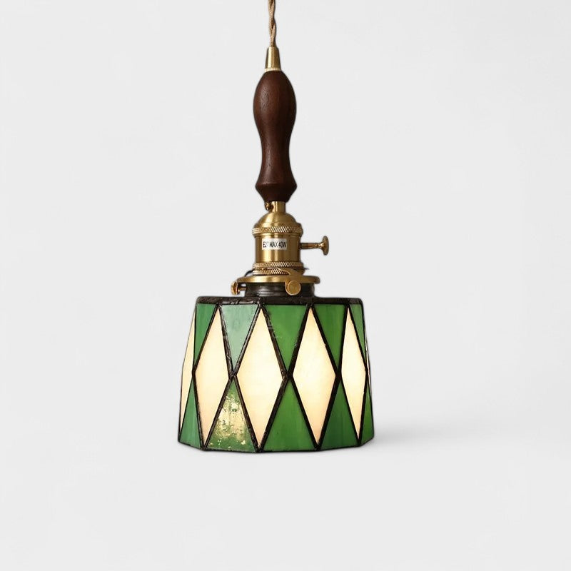 Suspension à 3 têtes en vitrail vintage