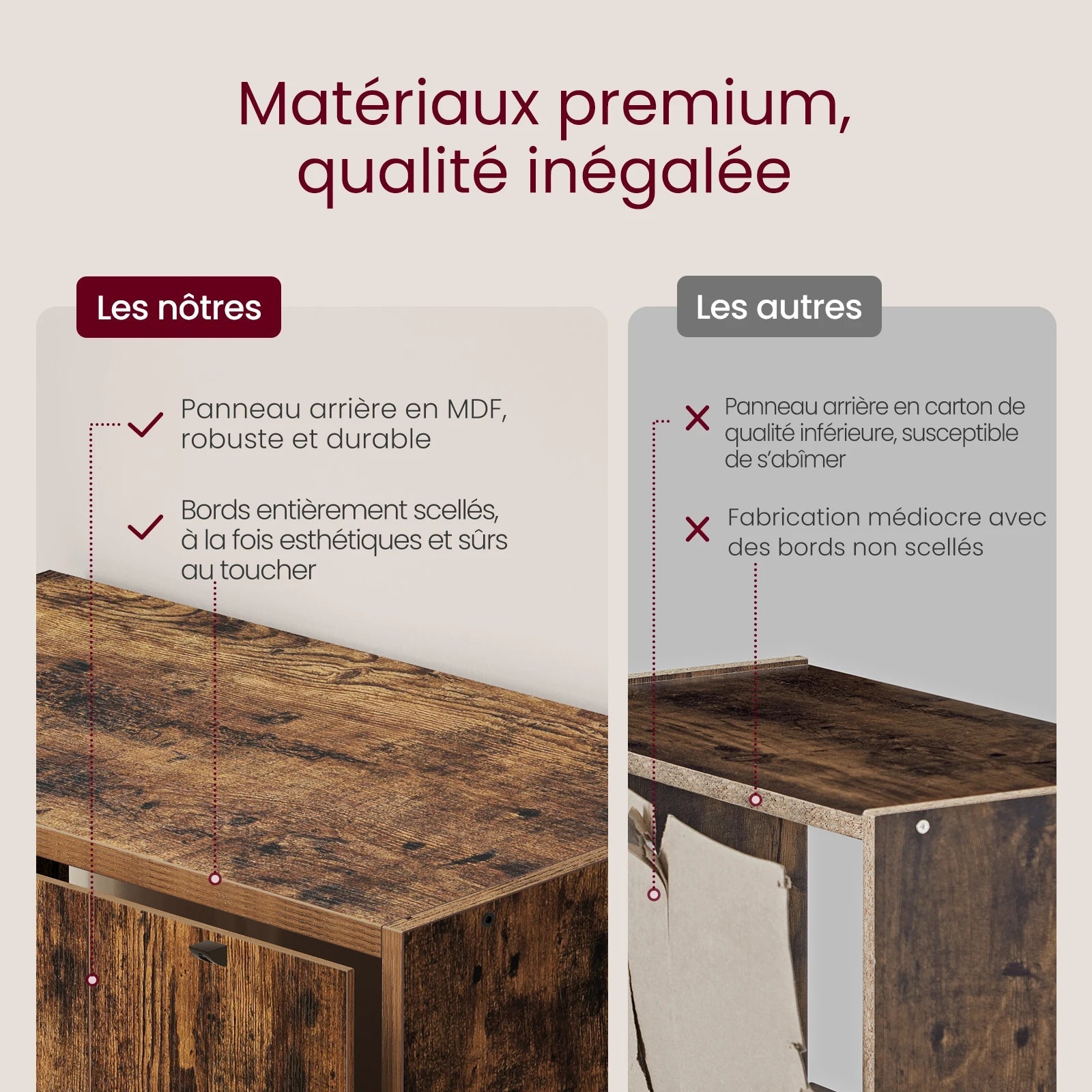 Bibliothèque Bois Rustique avec Placard