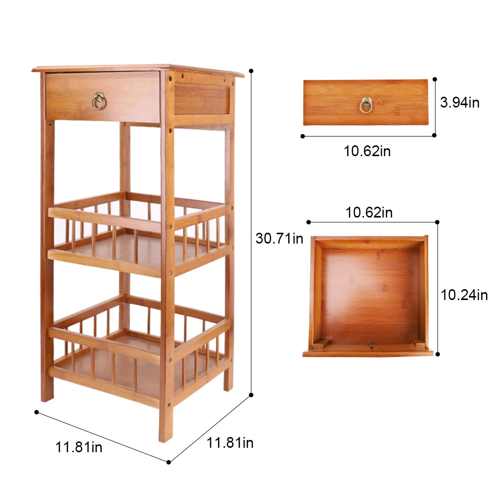 Table de chevet rétro bambou 2 étages