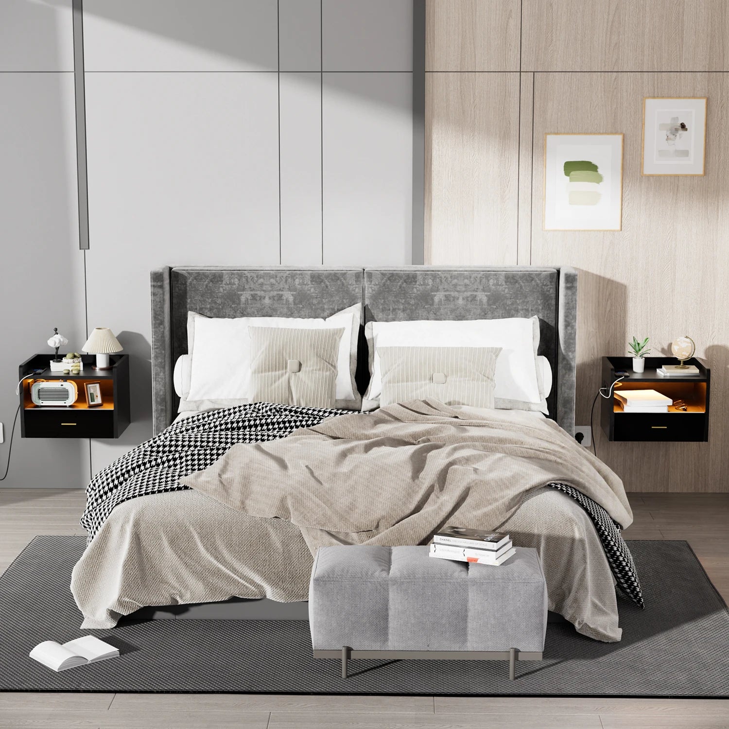 Table de chevet murale flottante LED