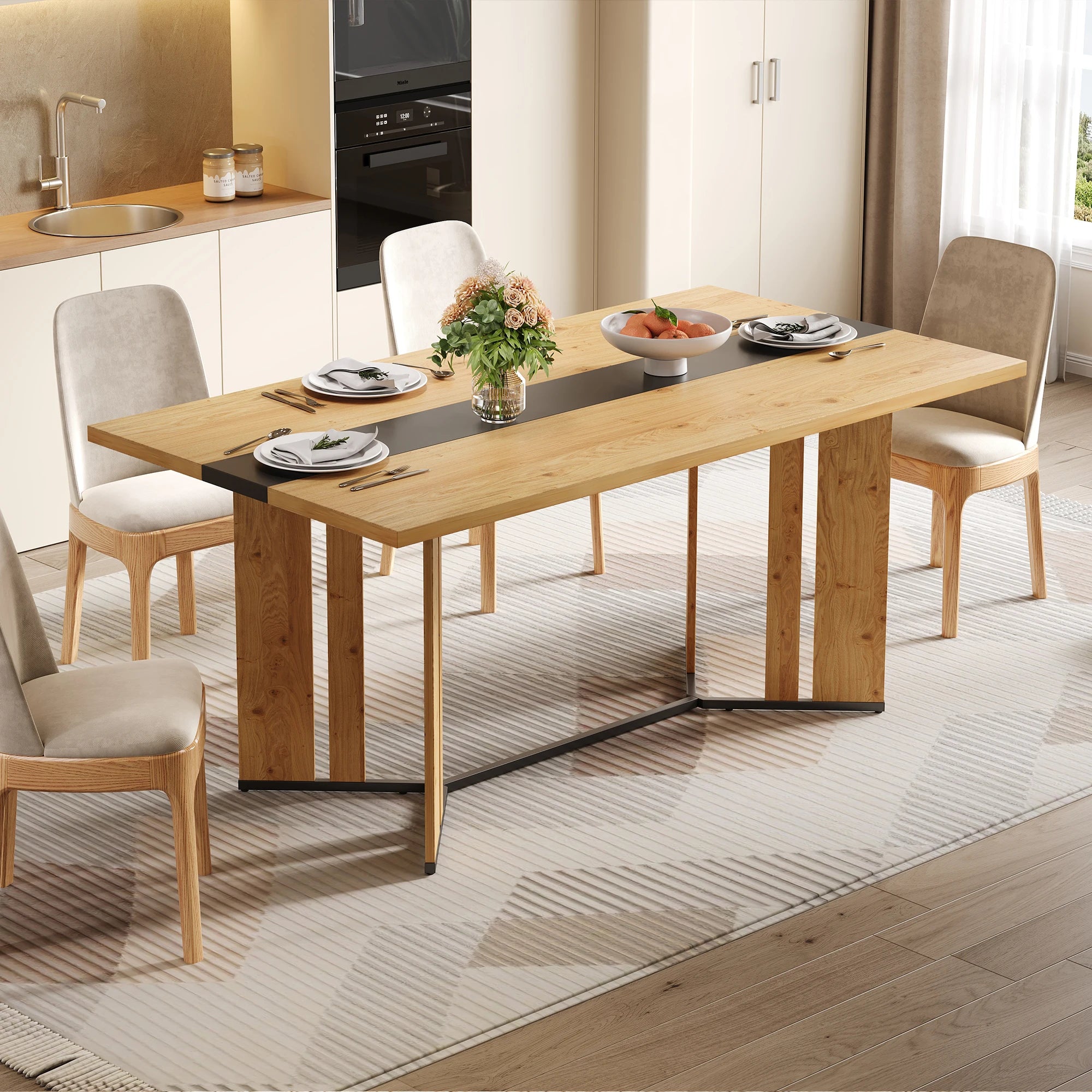 Table à Manger Bois et Noir