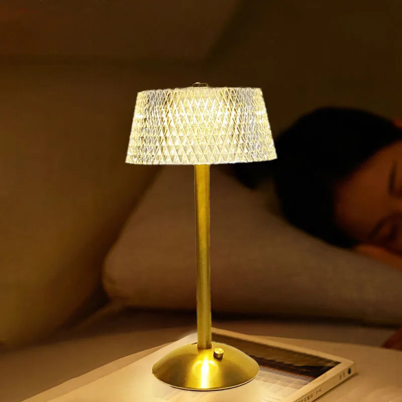 Lampe de chevet LED tricolore crystal rétro