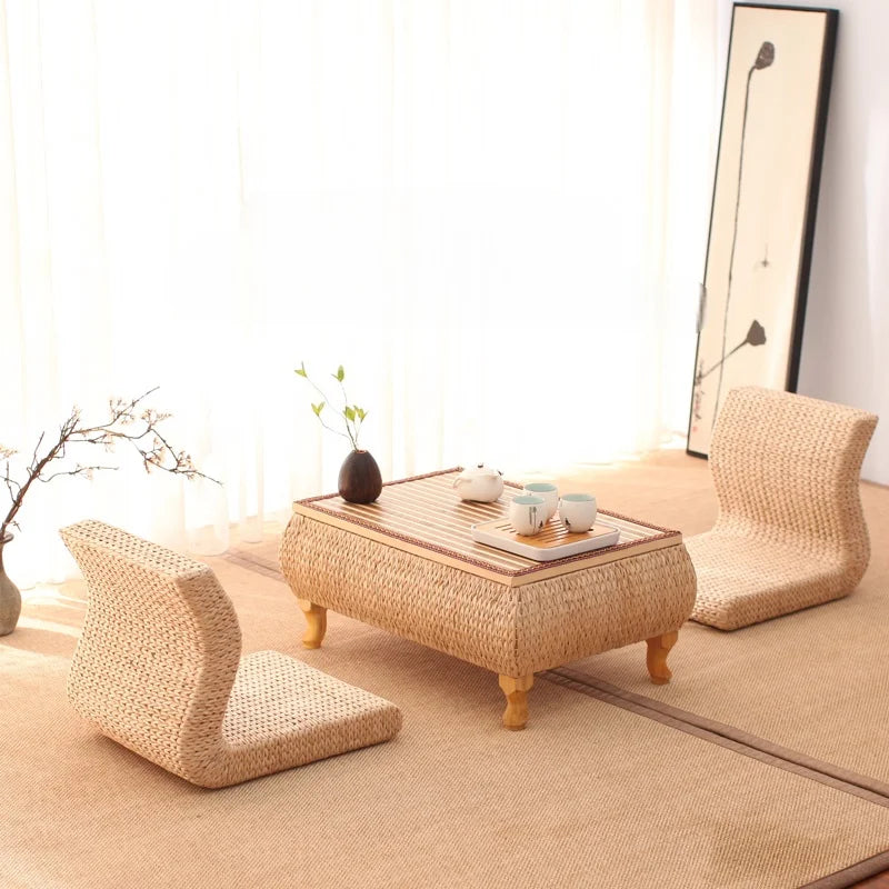 Table basse rangement bambou
