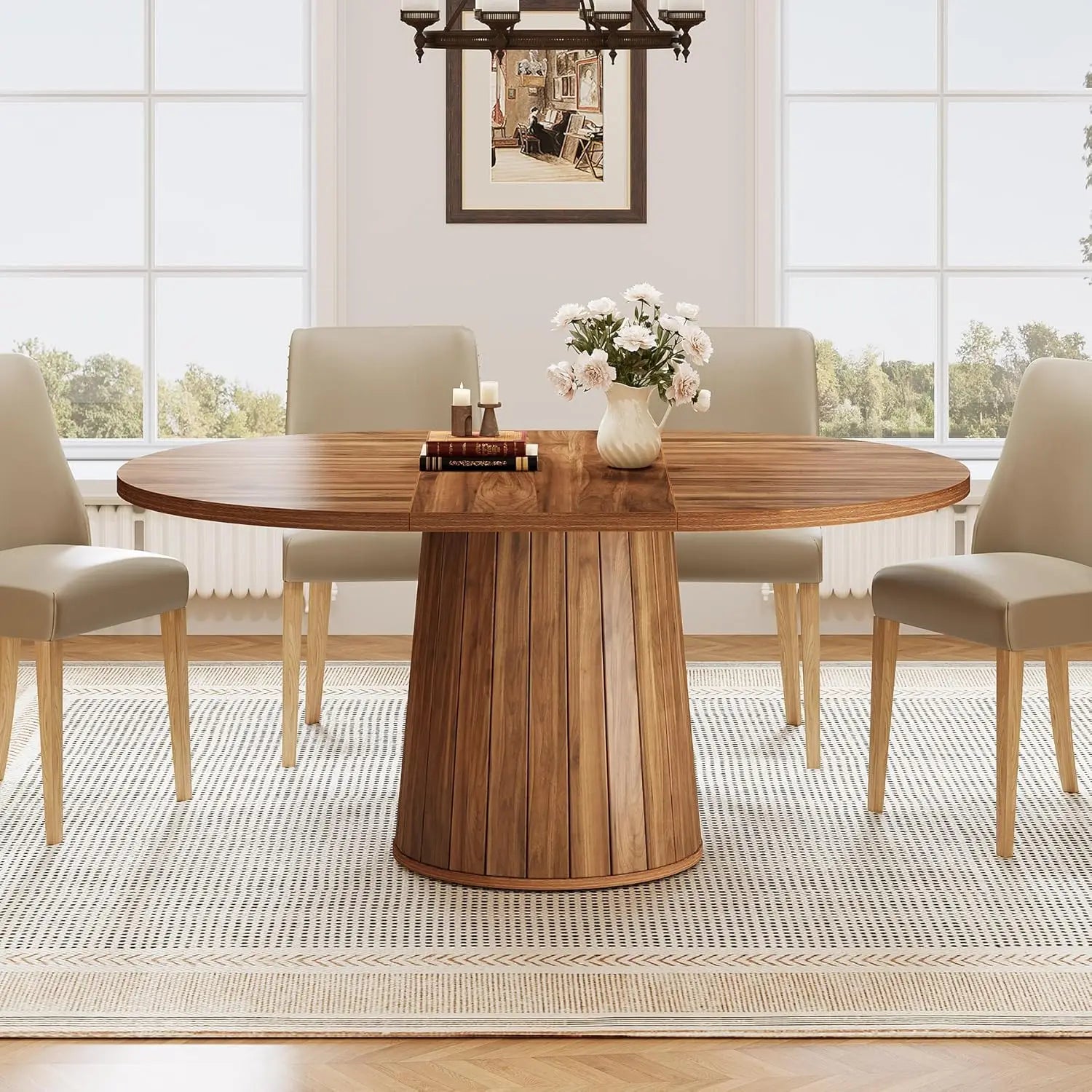 Table ovale en bois massif