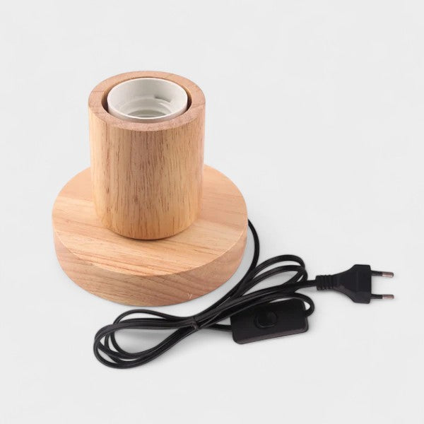 Lampe de table vintage en bois E27