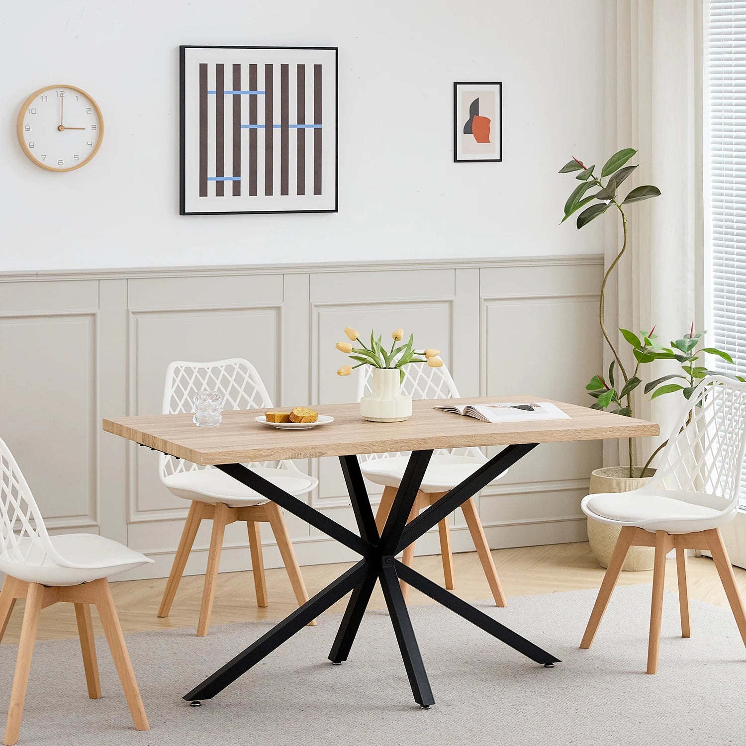 Table rectangulaire Design bois et métal