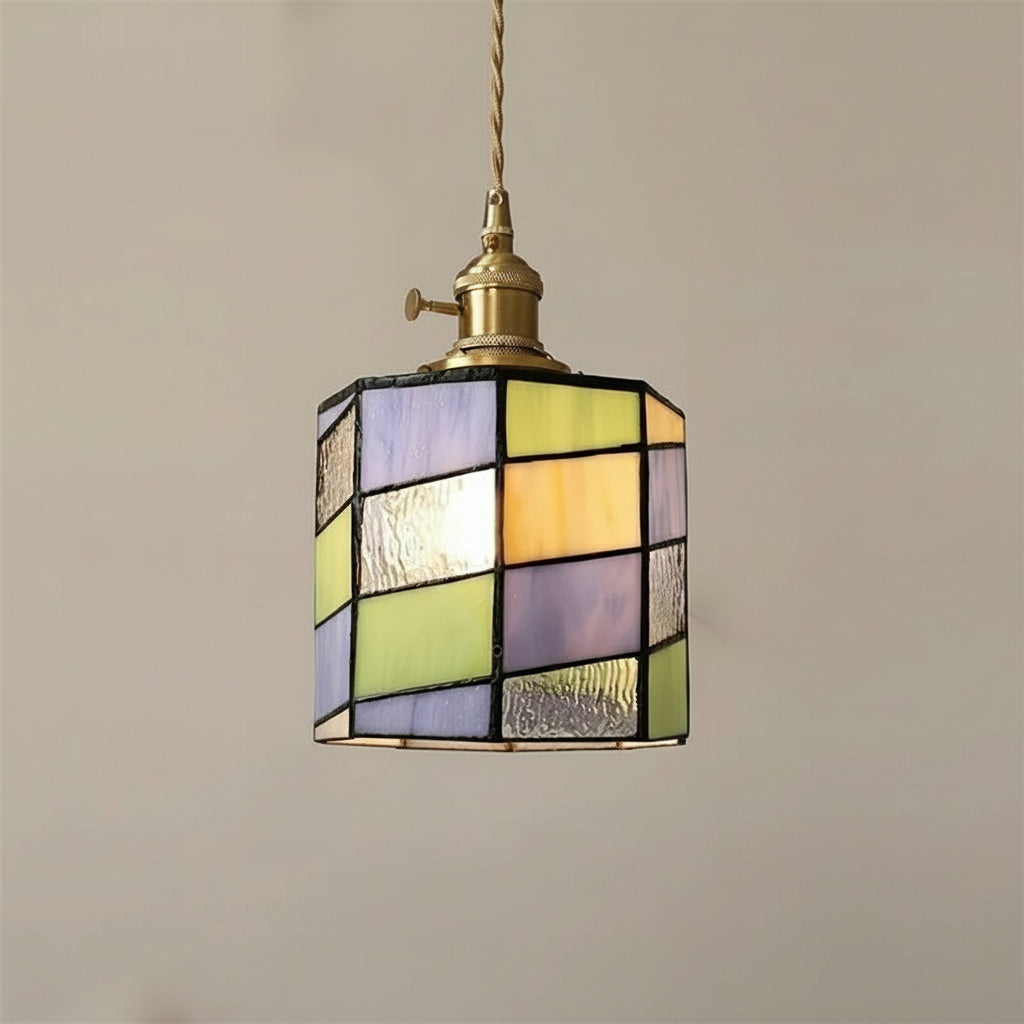 Suspension à 3 têtes en vitrail vintage