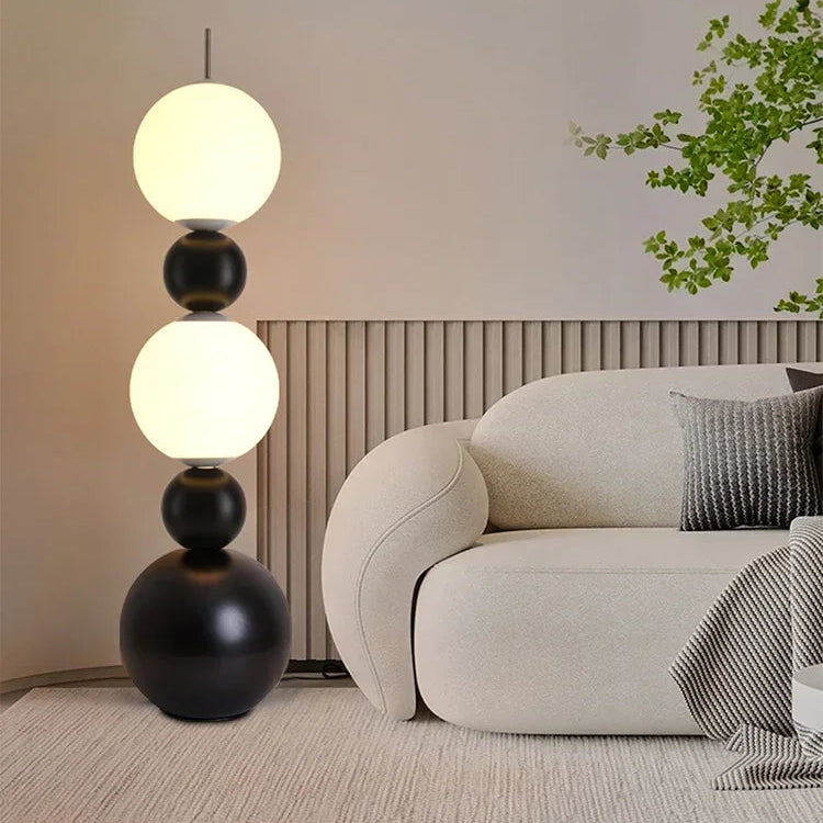 Nordic Black White Gourd Floor Lamp for Bedroom Living Room Next To The High-end Vertical Atmosphere Lamp LED Tricolor Light