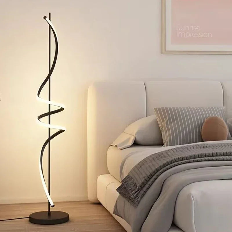 Lampadaire contemporain LED spirale torsadée