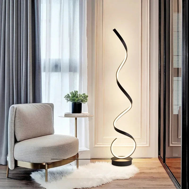 Modern Simple LED Floor Lamp Spiral Shape Aluminum Floor Lights for Living Room Bedside Sofa Corner Home Decor Standing Lamp Led