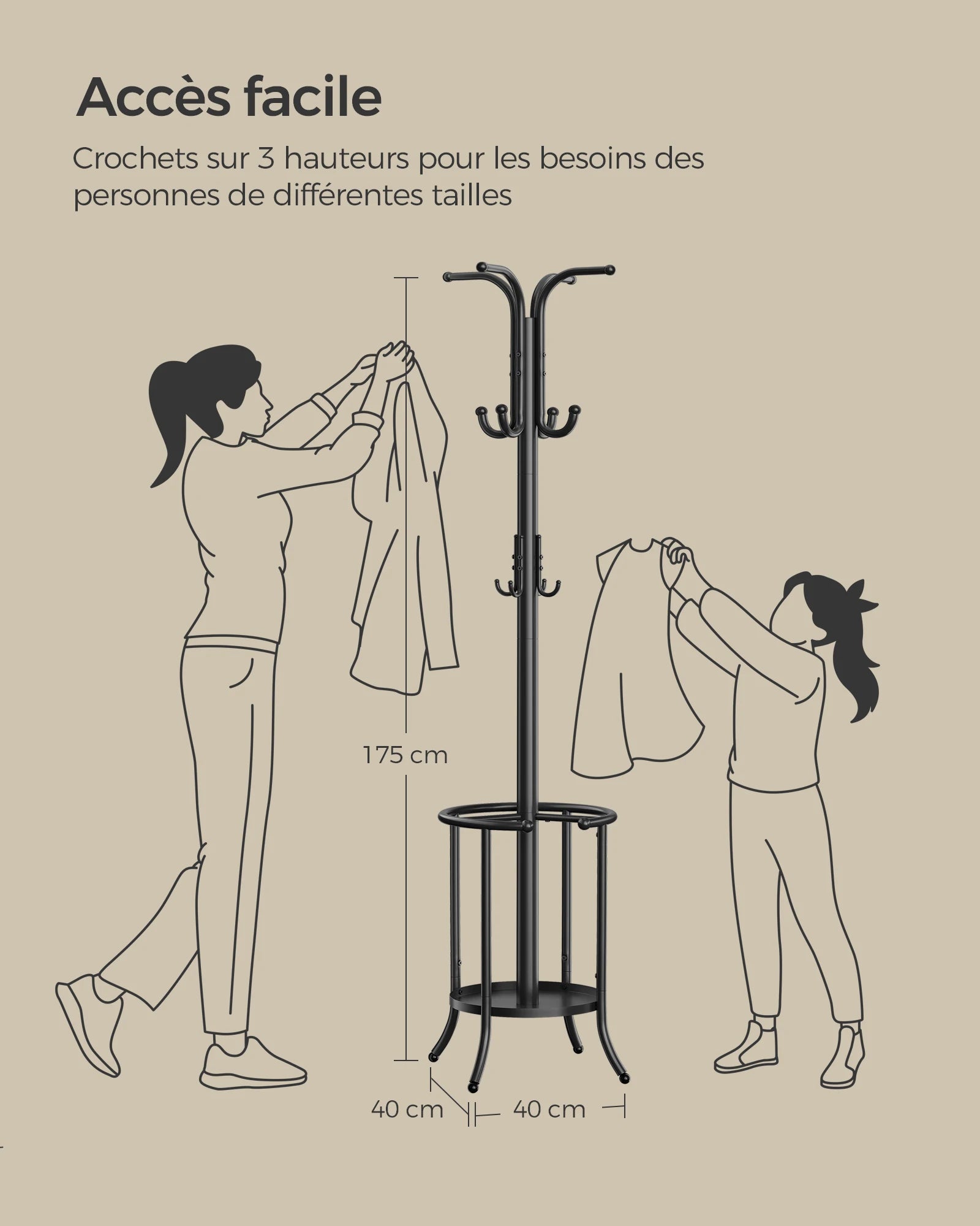 Porte-Manteau Métallique avec Panier de Rangement