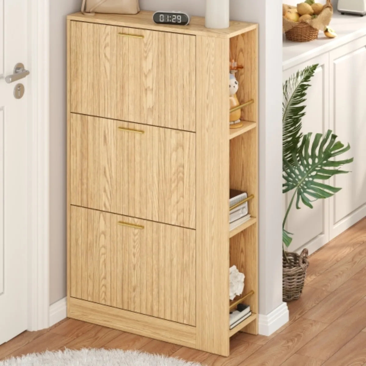 Meuble à chaussures en bois naturel