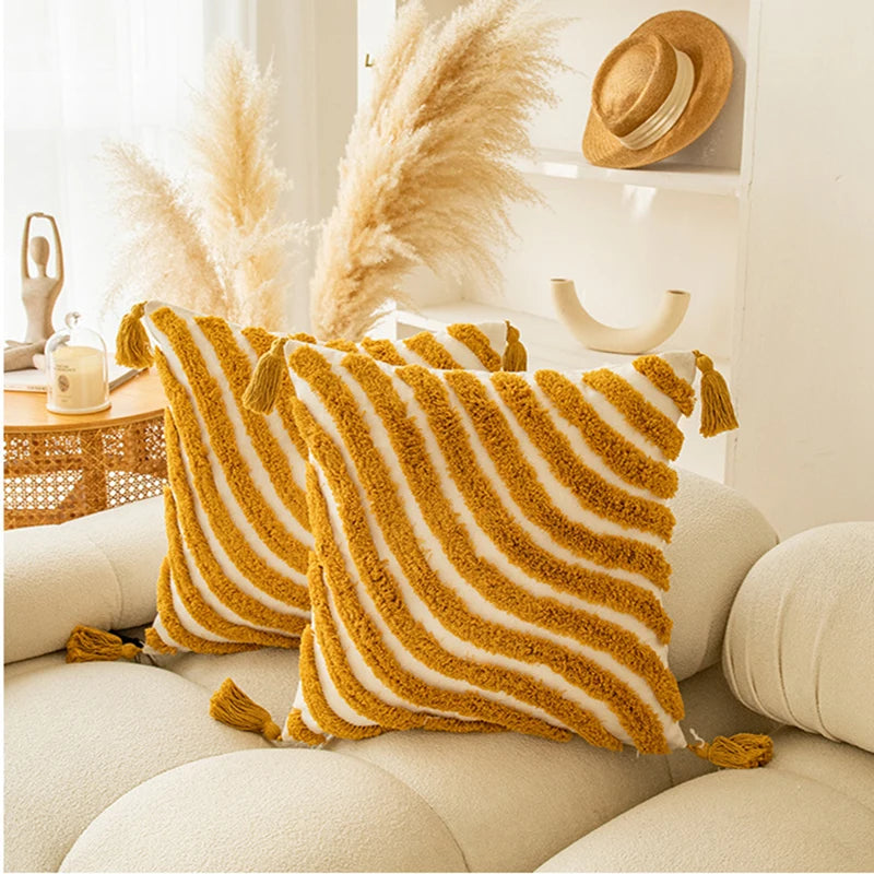 Housse de Coussin Boho Jaune