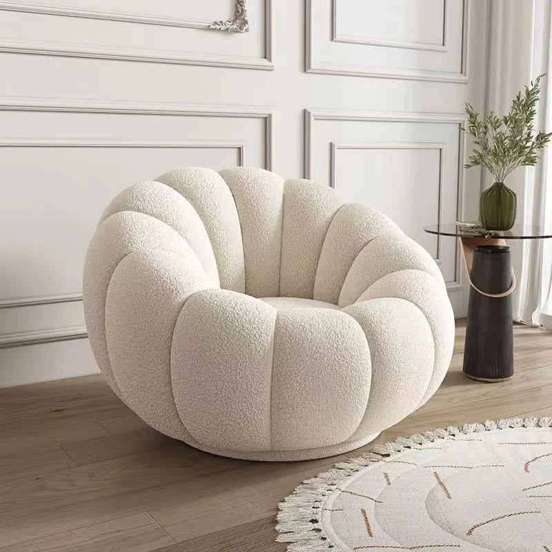 Fauteuil Pouf en bouclette design Coquillage