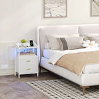 Tables de chevet 2 pcs LED blanches