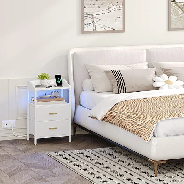 Tables de chevet 2 pcs LED blanches