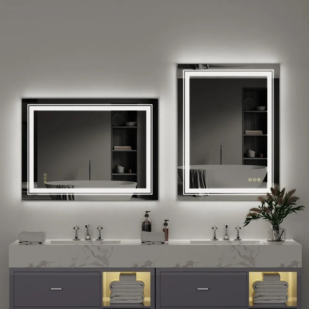 Miroir de Salle de Bain LED Luxe – Étanche et Double Éclairage
