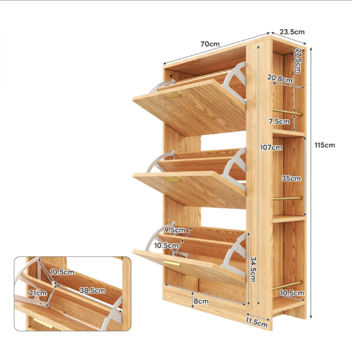 Meuble à chaussures en bois naturel