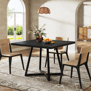Table carrée bois et métal 4 places